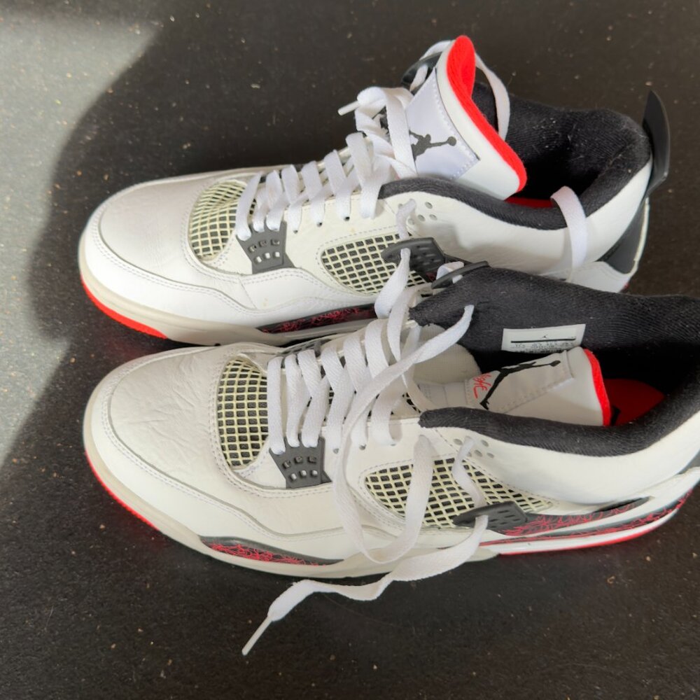 Nike Air Jordan 4 Retro (white/bright crimson/black) Mens 11.5 - Picture 2 of 4